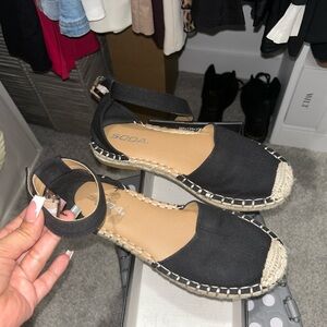 Soda Black Espadrille Flats for Women